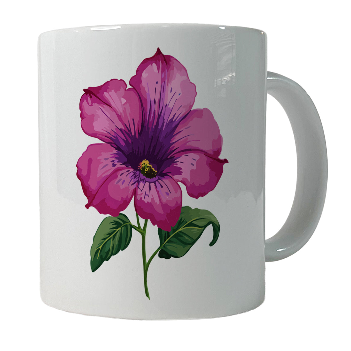 Petunia Flower Watercolor Pink Ceramic Tea Coffee Mug Cup - 11oz