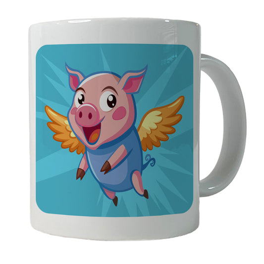 Pig Flying Silly Funny Ceramic Tea Coffee Mug Cup - 11oz