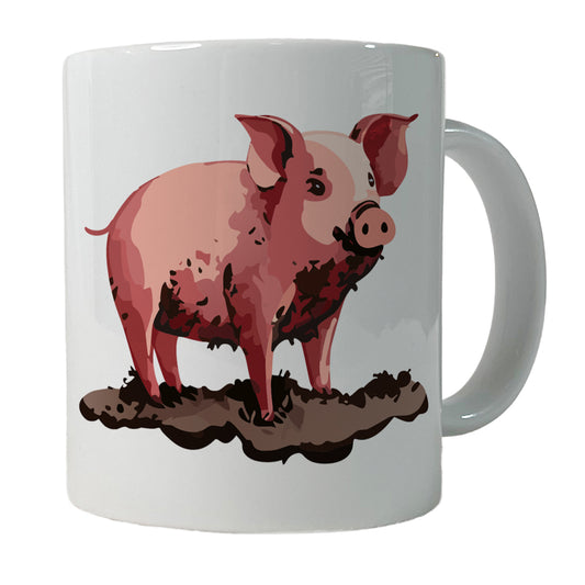 Pig in Mud Ceramic Tea Coffee Mug Cup - 11oz