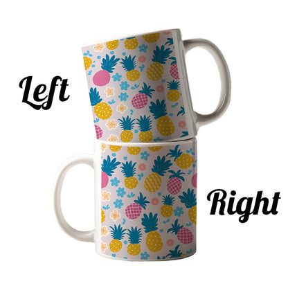Pineapples Tropical Flowers Pattern Ceramic Tea Coffee Mug Cup - 11oz