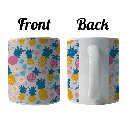 Pineapples Tropical Flowers Pattern Ceramic Tea Coffee Mug Cup - 11oz