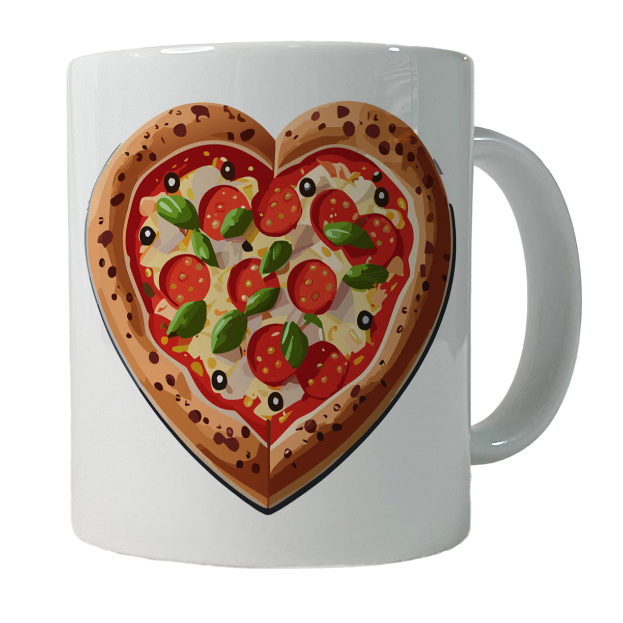 Pizza Heart Love Ceramic Tea Coffee Mug Cup - 11oz