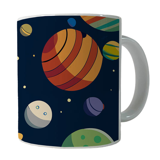 Planets Colorful Pattern Ceramic Tea Coffee Mug Cup - 11oz