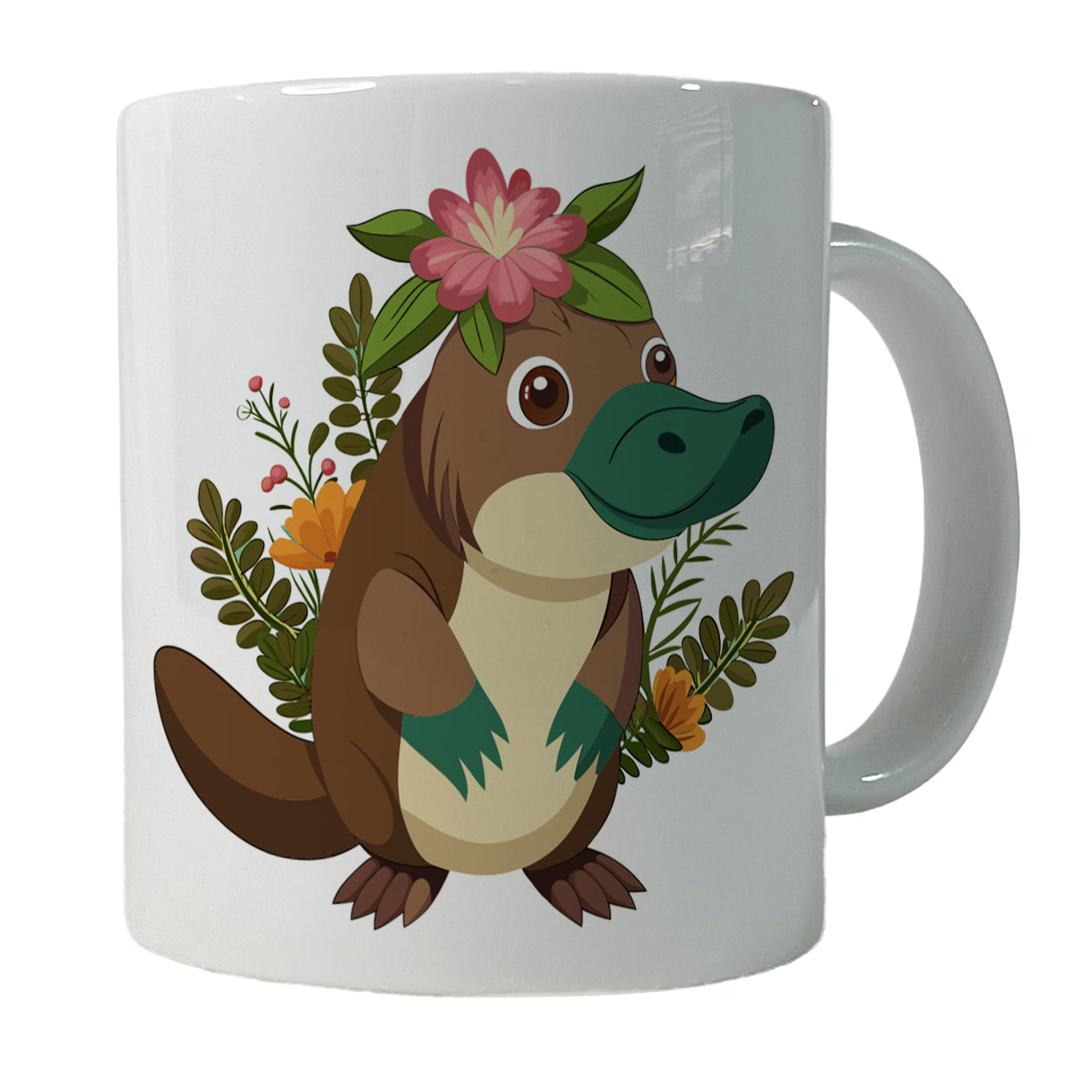 Platypus Floral Flowers Ceramic Tea Coffee Mug Cup - 11oz