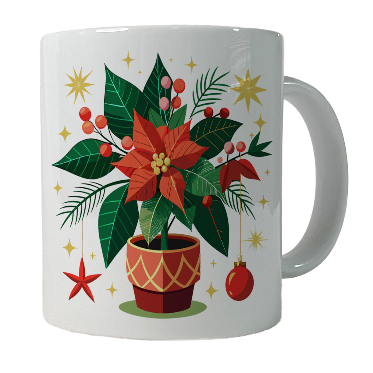 Poinsettia Plant Christmas Beautiful Ceramic Tea Coffee Mug Cup - 11oz