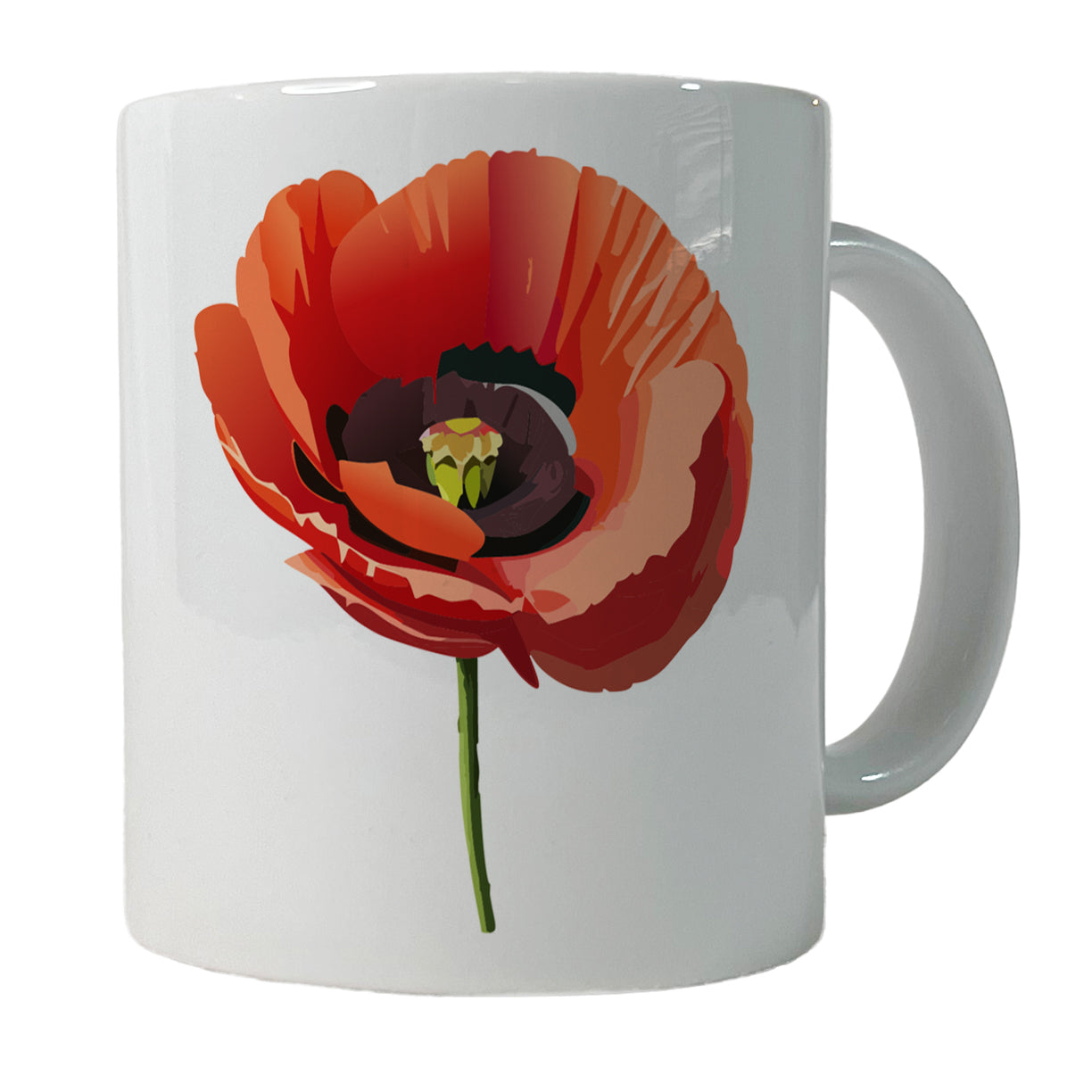 Poppy Flower Red Ceramic Tea Coffee Mug Cup - 11oz