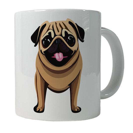Pug Sticking Out Tongue Dog Ceramic Tea Coffee Mug Cup - 11oz