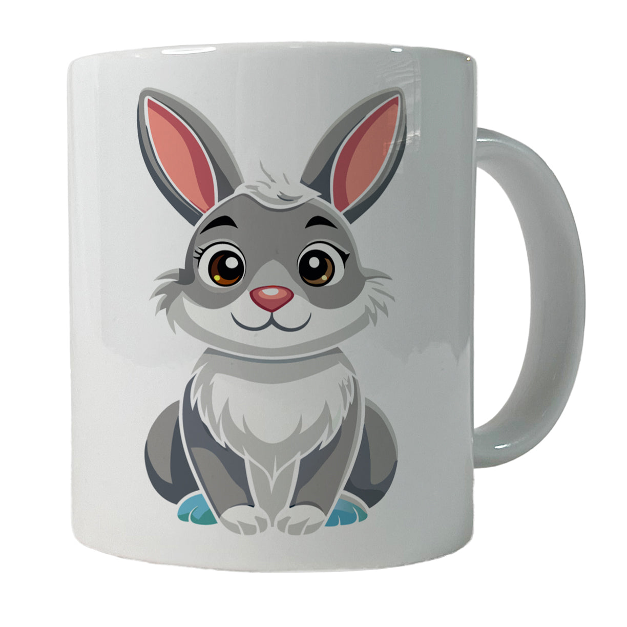 Rabbit Bunny Cute with Toadstools Mushrooms Ceramic Tea Coffee Mug Cup - 11oz