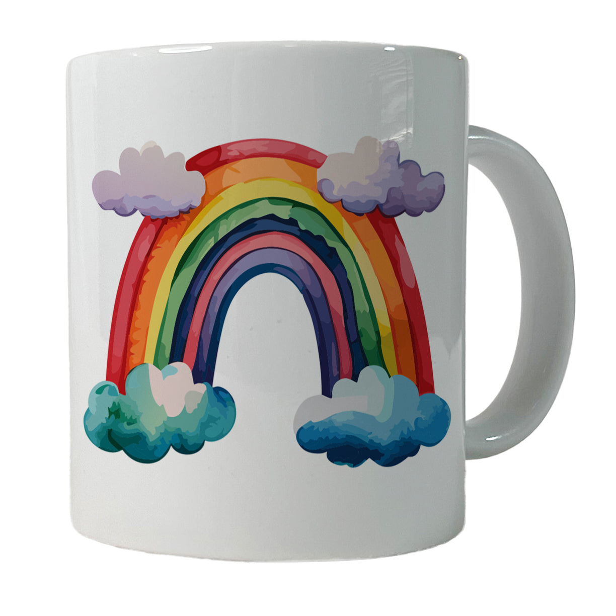 Rainbow and Clouds Watercolor Ceramic Tea Coffee Mug Cup - 11oz