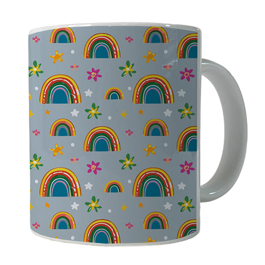 Rainbows and Stars Pattern Ceramic Tea Coffee Mug Cup - 11oz