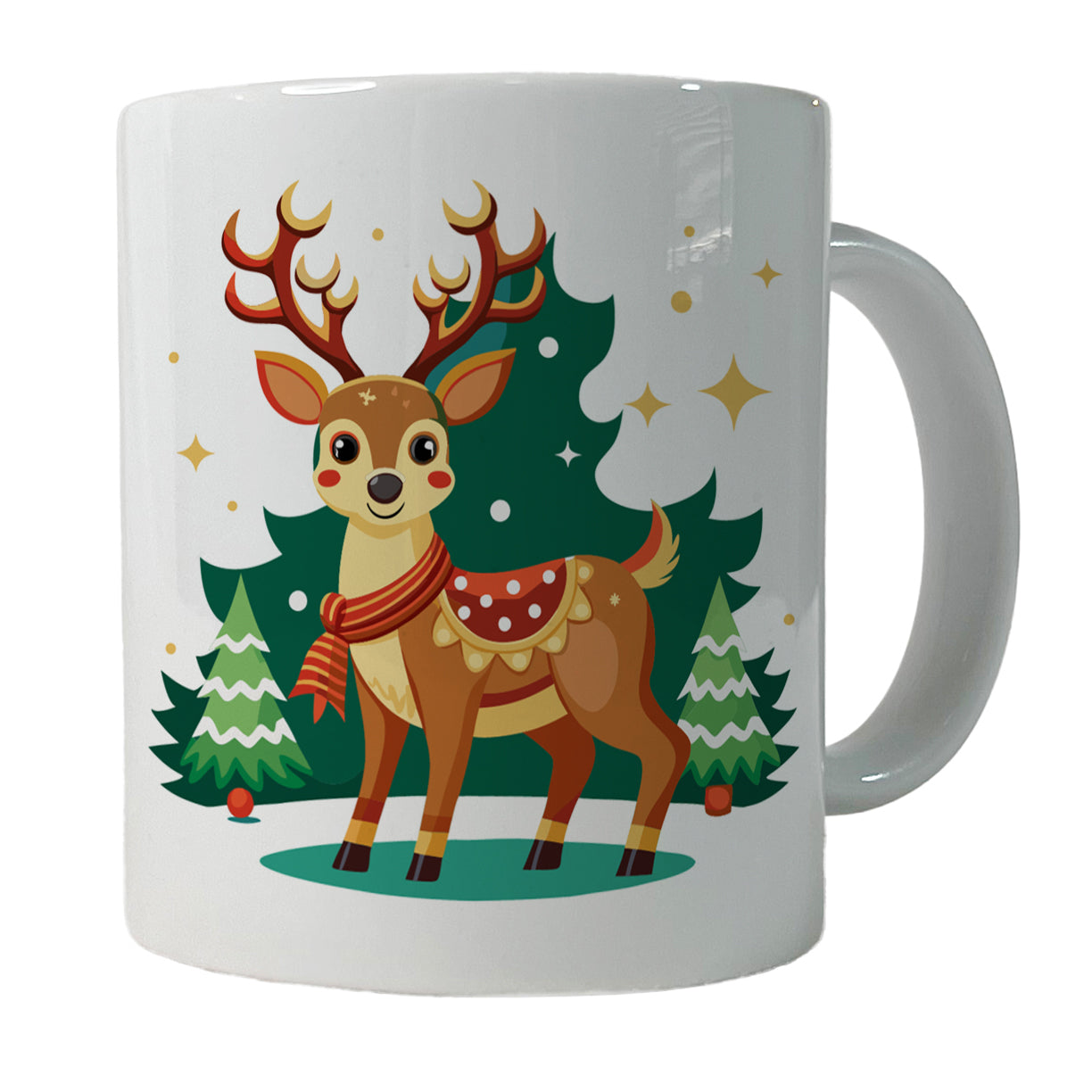 Reindeer Wearing Scarf Christmas Cute Ceramic Tea Coffee Mug Cup - 11oz