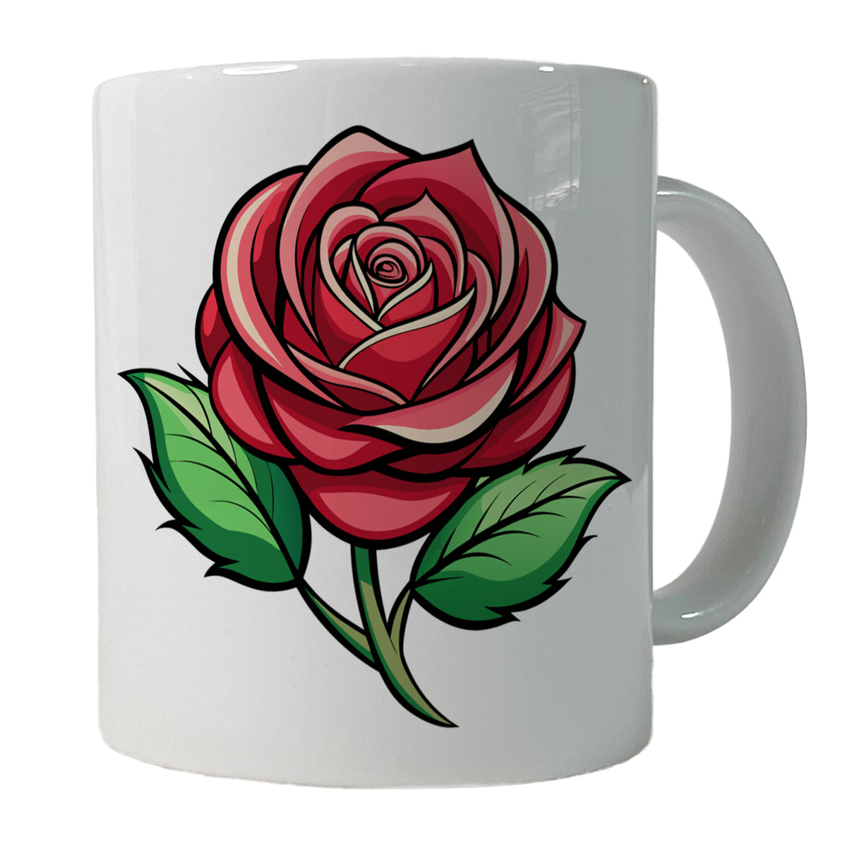 Rose Flower Bud Red Ceramic Tea Coffee Mug Cup - 11oz