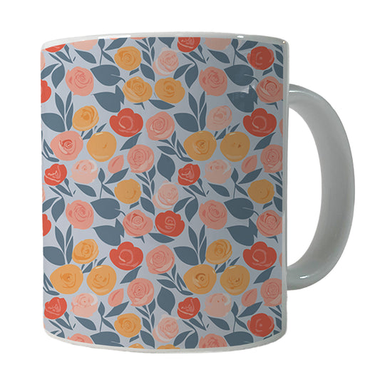 Roses Floral Flowers Muted Pattern Ceramic Tea Coffee Mug Cup - 11oz