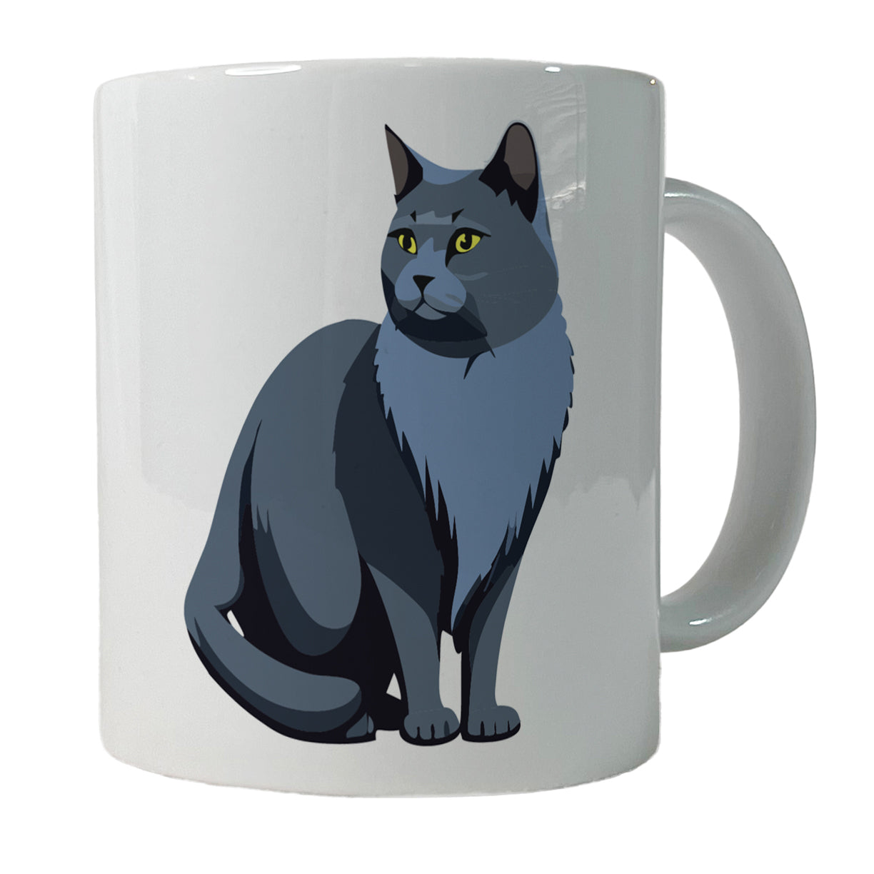 Russian Blue Cat Sitting Ceramic Tea Coffee Mug Cup - 11oz