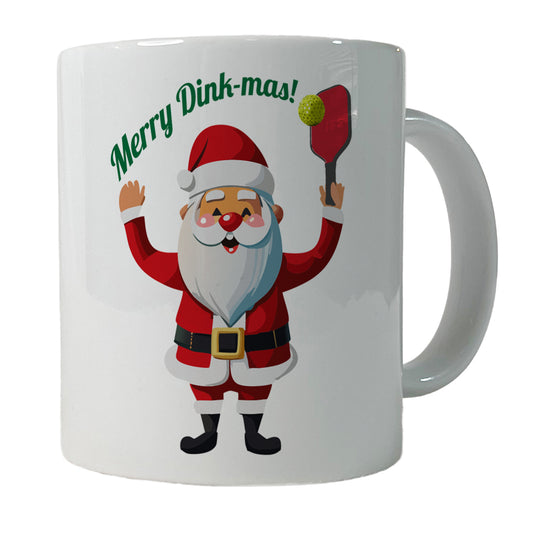 Santa Playing Pickleball Funny Merry Dink-mas Christmas Ceramic Tea Coffee Mug Cup - 11oz