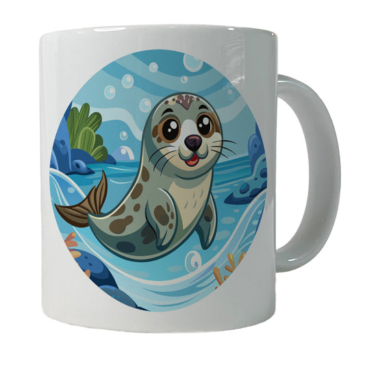 Seal in Water Cute Ceramic Tea Coffee Mug Cup - 11oz