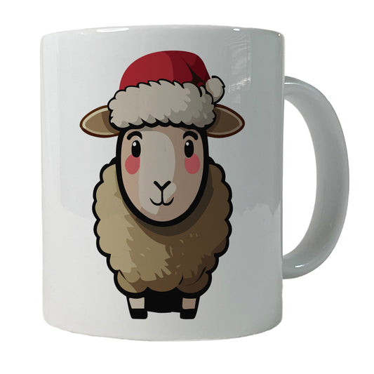 Sheep Christmas Santa Hat Ceramic Tea Coffee Mug Cup - 11oz