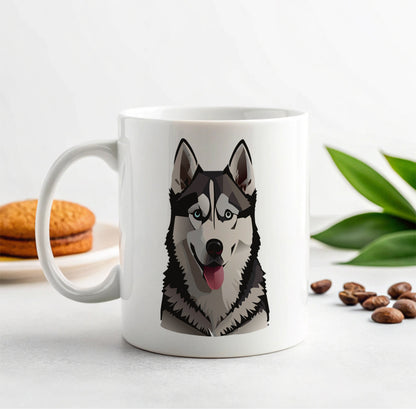 Siberian Husky Dog Tongue Out Ceramic Tea Coffee Mug Cup - 11oz