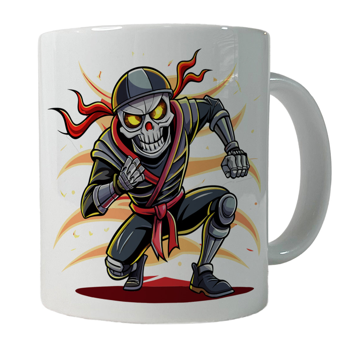 Skeleton Ninja Fighting Warrior Ceramic Tea Coffee Mug Cup - 11oz