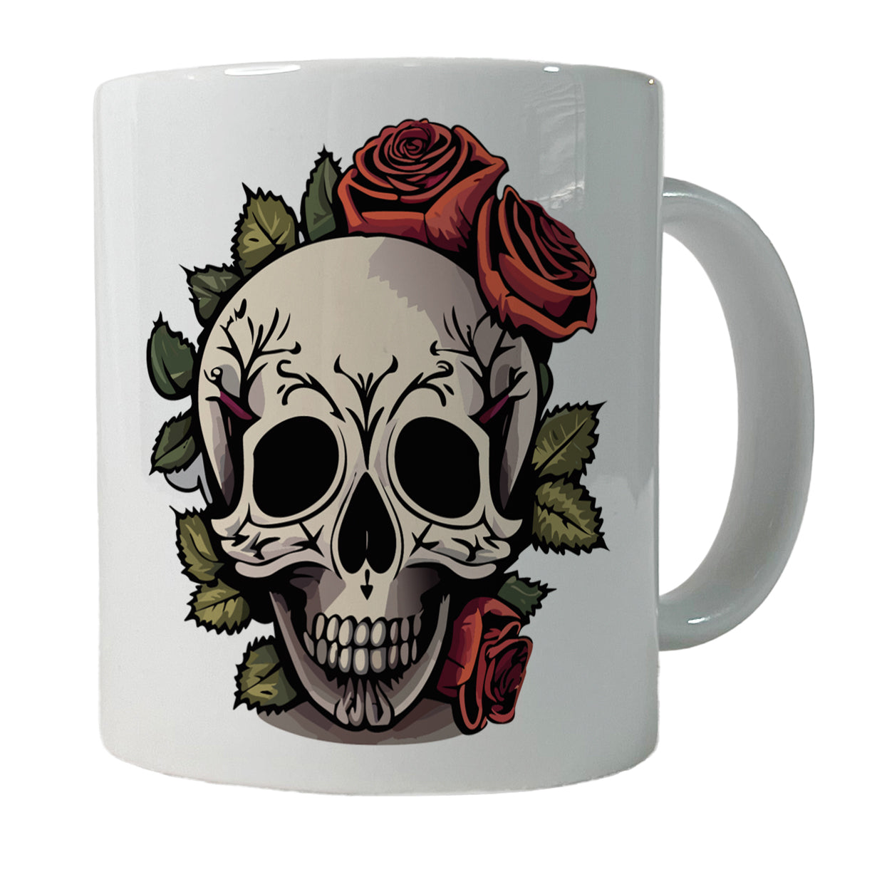 Skull and Roses Ceramic Tea Coffee Mug Cup - 11oz