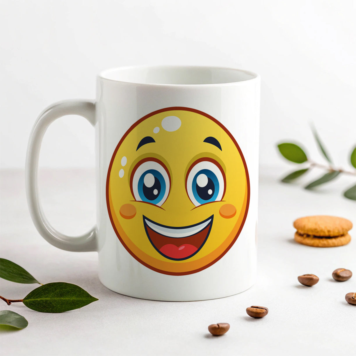 Smiling Face Happy Ceramic Tea Coffee Mug Cup - 11oz