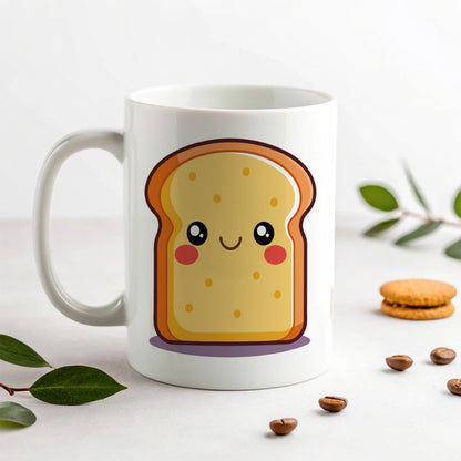 Smiling Toast Cute Ceramic Tea Coffee Mug Cup - 11oz