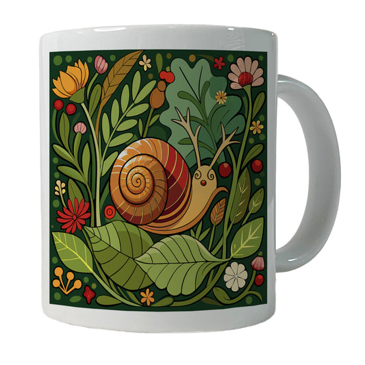 Snail Botanical Art Nouveau Ceramic Tea Coffee Mug Cup - 11oz