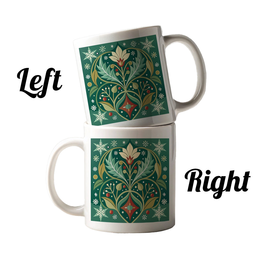 Snowflakes Winter Art Nouveau Ceramic Tea Coffee Mug Cup - 11oz