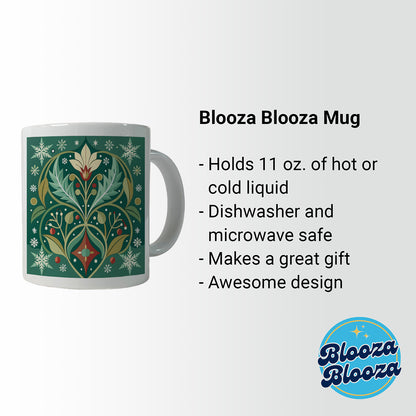Snowflakes Winter Art Nouveau Ceramic Tea Coffee Mug Cup - 11oz