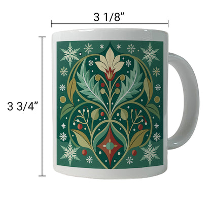 Snowflakes Winter Art Nouveau Ceramic Tea Coffee Mug Cup - 11oz