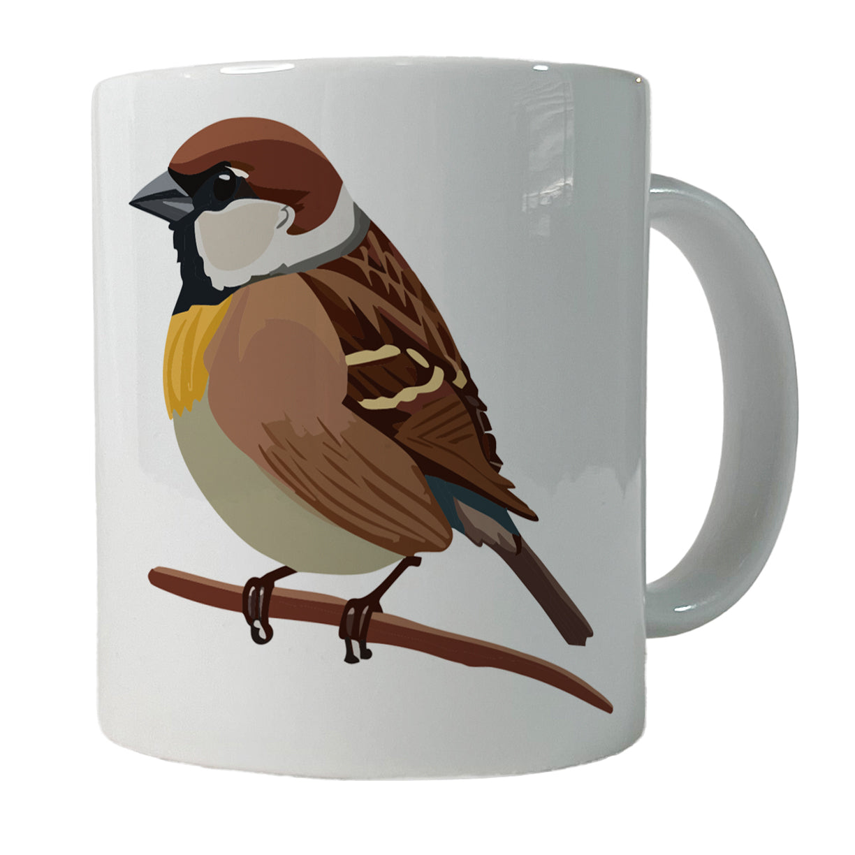 Sparrow Bird on Branch Ceramic Tea Coffee Mug Cup - 11oz