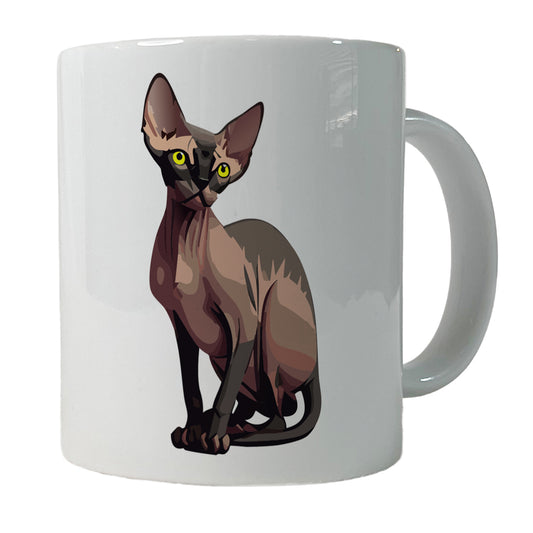 Sphynx Cat Sitting Ceramic Tea Coffee Mug Cup - 11oz