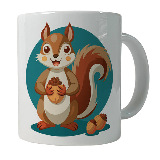Squirrel with Nuts Smiling Ceramic Tea Coffee Mug Cup - 11oz