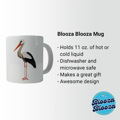 Stork Bird Profile Ceramic Tea Coffee Mug Cup - 11oz