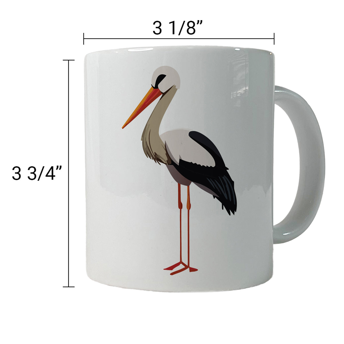 Stork Bird Profile Ceramic Tea Coffee Mug Cup - 11oz