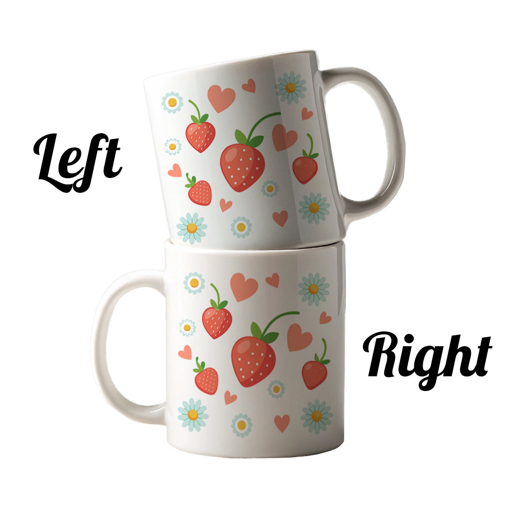 Strawberries Daisies Strawberry Daisy Hearts Ceramic Tea Coffee Mug Cup - 11oz