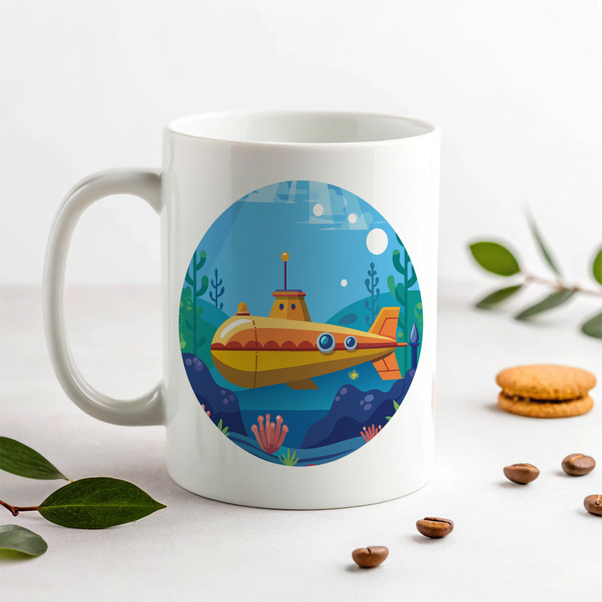 Submarine Under Water Ceramic Tea Coffee Mug Cup - 11oz
