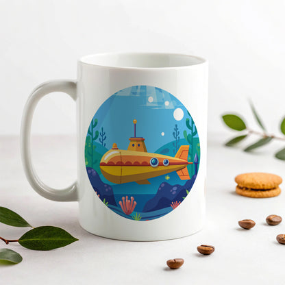 Submarine Under Water Ceramic Tea Coffee Mug Cup - 11oz