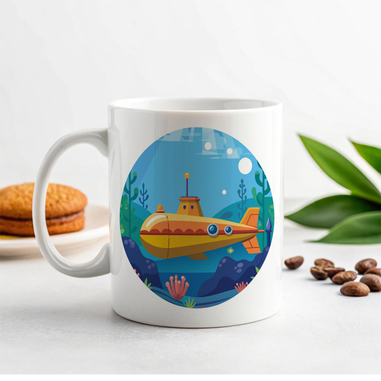 Submarine Under Water Ceramic Tea Coffee Mug Cup - 11oz