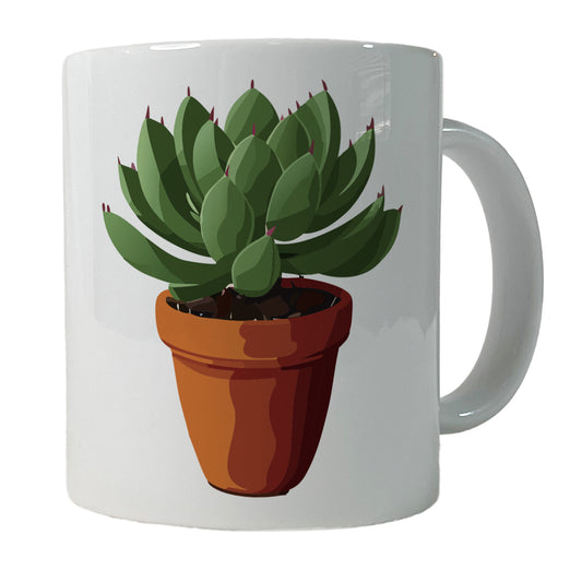 Succulent Plant in Pot Ceramic Tea Coffee Mug Cup - 11oz