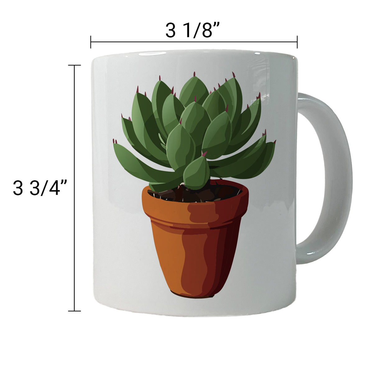 Succulent Plant in Pot Ceramic Tea Coffee Mug Cup - 11oz