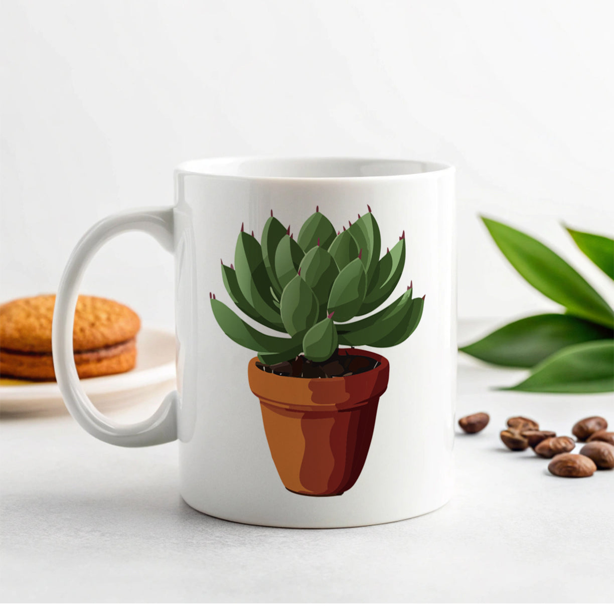 Succulent Plant in Pot Ceramic Tea Coffee Mug Cup - 11oz