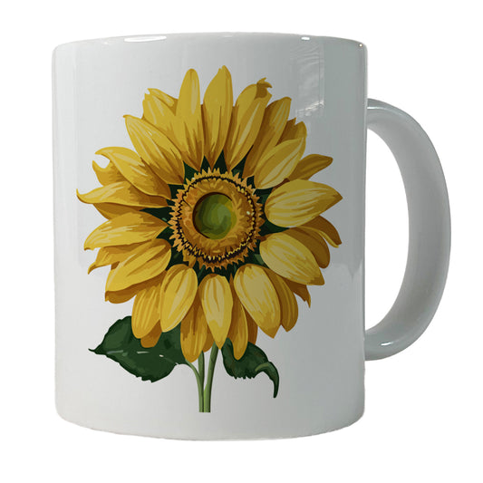 Sunflower Summer Flower with Stem Ceramic Tea Coffee Mug Cup - 11oz