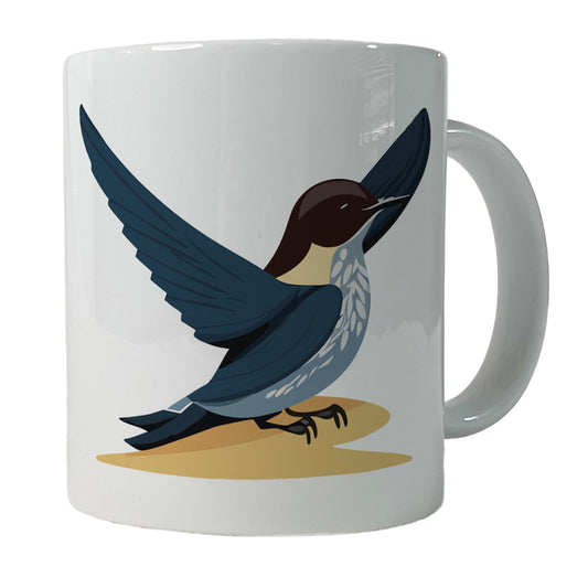 Swallow Bird Blue Ceramic Tea Coffee Mug Cup - 11oz