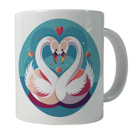Swans in Love Anniversary Wedding Valentines Day Ceramic Tea Coffee Mug Cup - 11oz