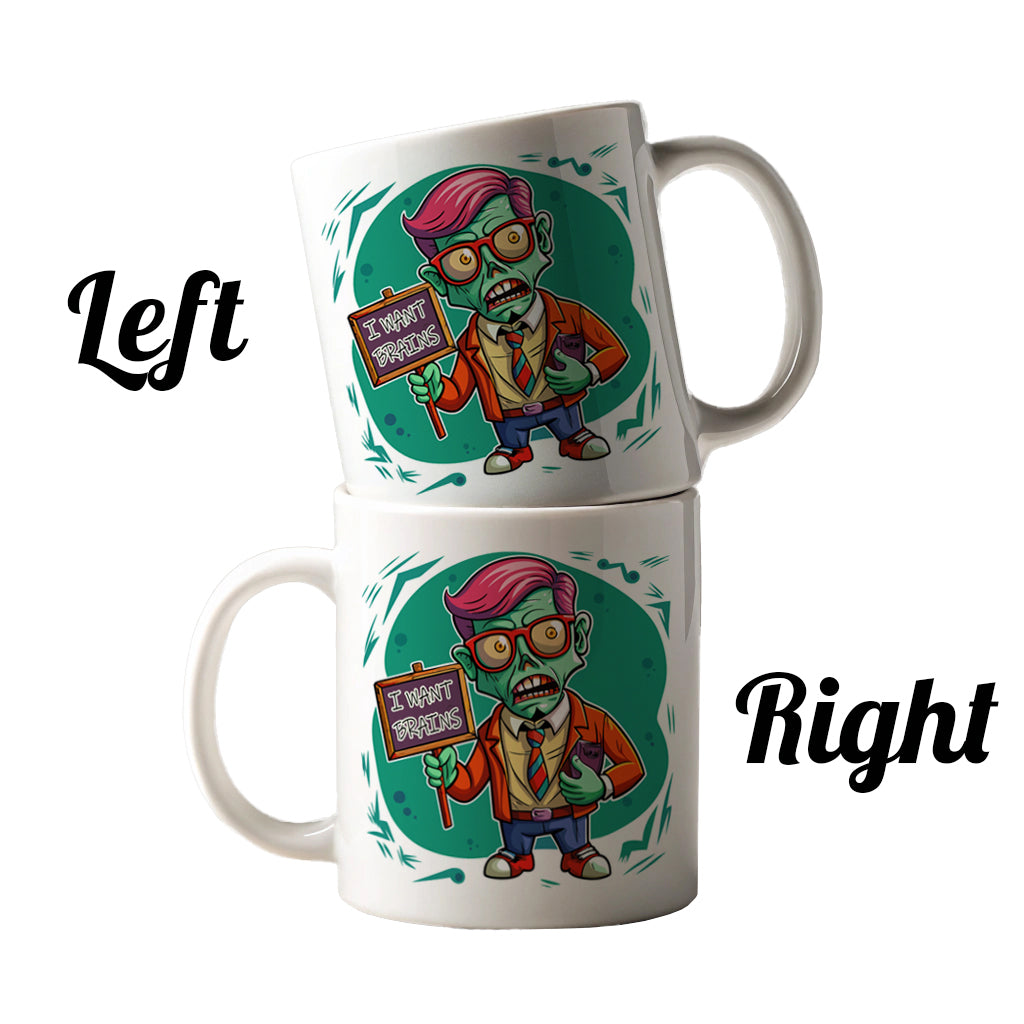 Teacher Zombie Man I Want Your Brains Ceramic Tea Coffee Mug Cup - 11oz