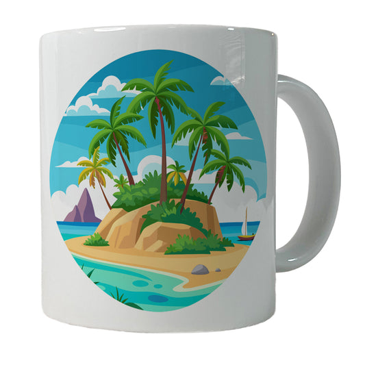 Tropical Island Beach Palm Trees Vacation Travel Ceramic Tea Coffee Mug Cup - 11oz