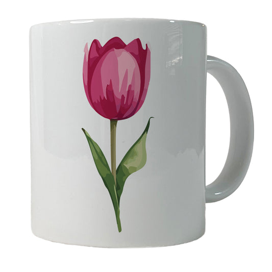 Tulip Flower Pink Watercolor Ceramic Tea Coffee Mug Cup - 11oz