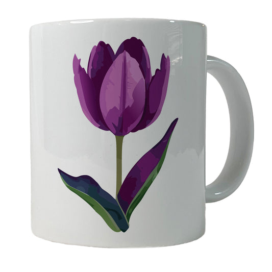 Tulip Flower Purple Watercolor Ceramic Tea Coffee Mug Cup - 11oz