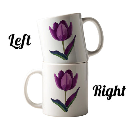 Tulip Flower Purple Watercolor Ceramic Tea Coffee Mug Cup - 11oz